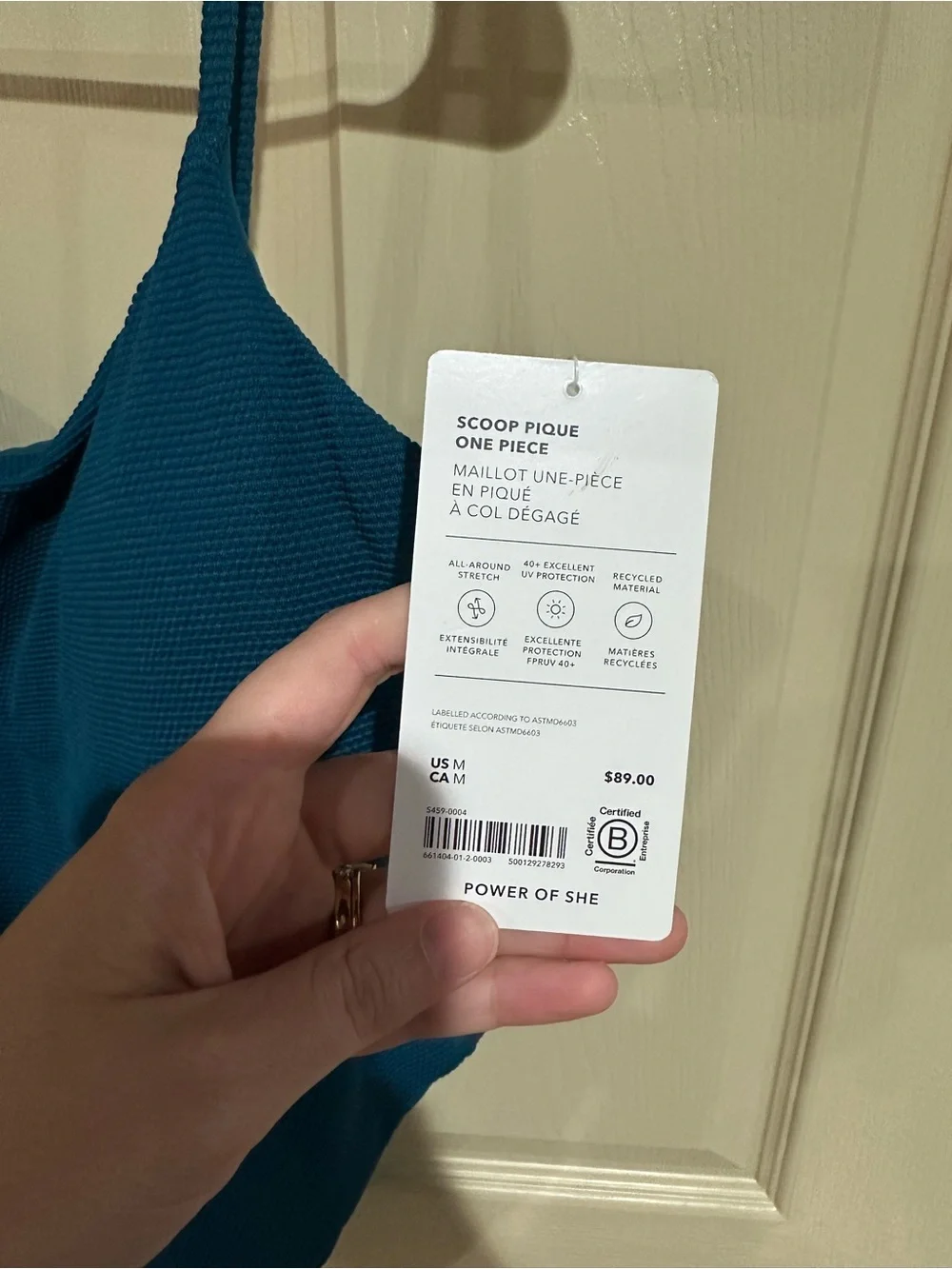 Athleta Deep Teal Scoop Pique One-Piece Swimsuit